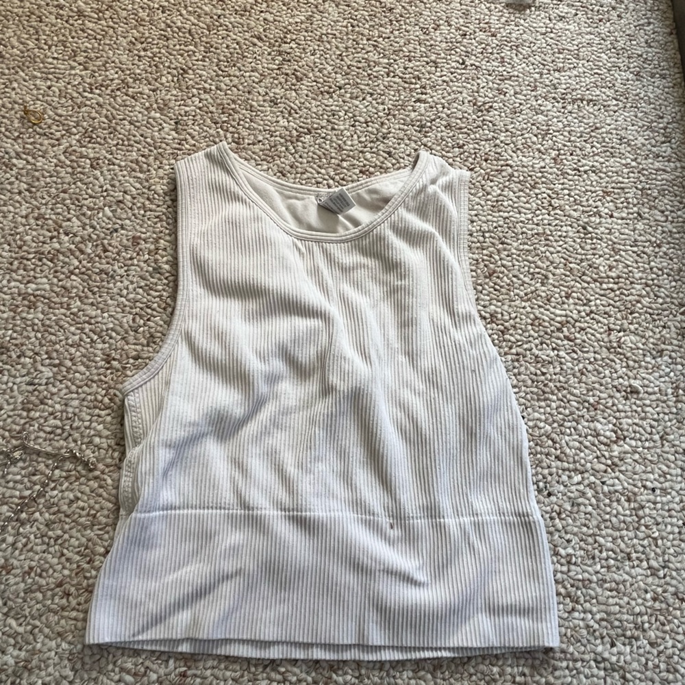 White Ribbed Women's Tank Top